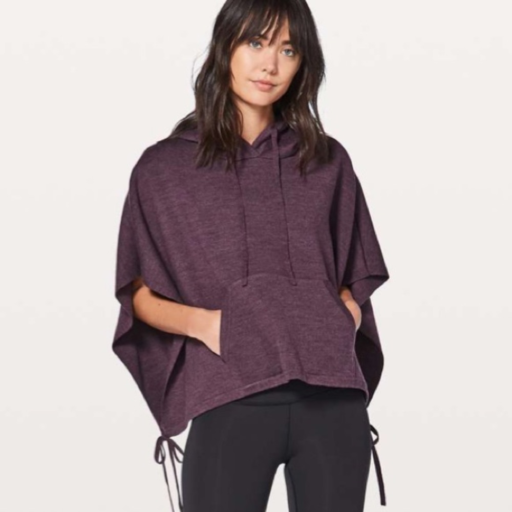 Lululemon NWT All In A Day Hooded Poncho | One Size | Merino Wool | Black Cherry